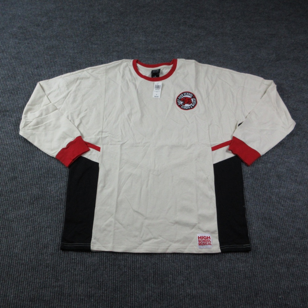 BoxLunch Shirt Mens XL Off-White Long Sleeve Ringer HSM Wildcats Disney Tee NWT